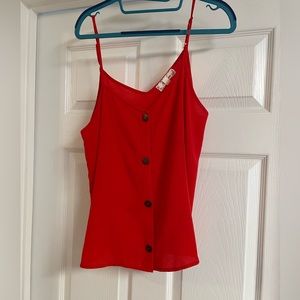 Red Button Up style camisole shirt
